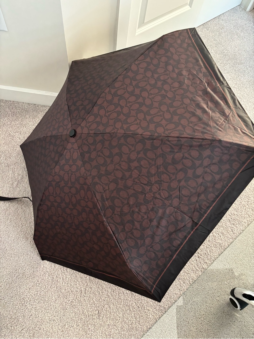 Coach Brown Monogram Folding Umbrella